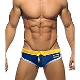 MIZOK Men's Quick Dry Swim Briefs Bikini Swimsuit Board Shorts with Adjustable Drawstring