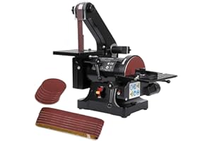 1 x 30 Inch Belt Sander with 5 Inch Disc Sander, Powerful Bench Sander with 2.1A Powerful Motor for Woodworking, (8 * 80 Grit