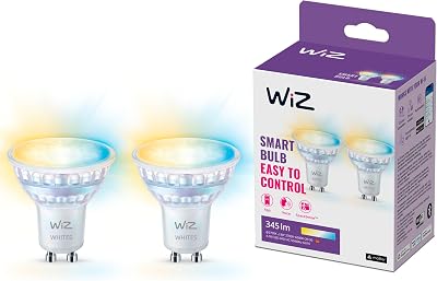 Tunable White LED Spots GU10 2er-Pack (345 lm), 50 W Glas Spots mit warm- bis kaltweißem dimmbarem Licht, smarte Lichtsteuerung über WLAN per Stimme/App