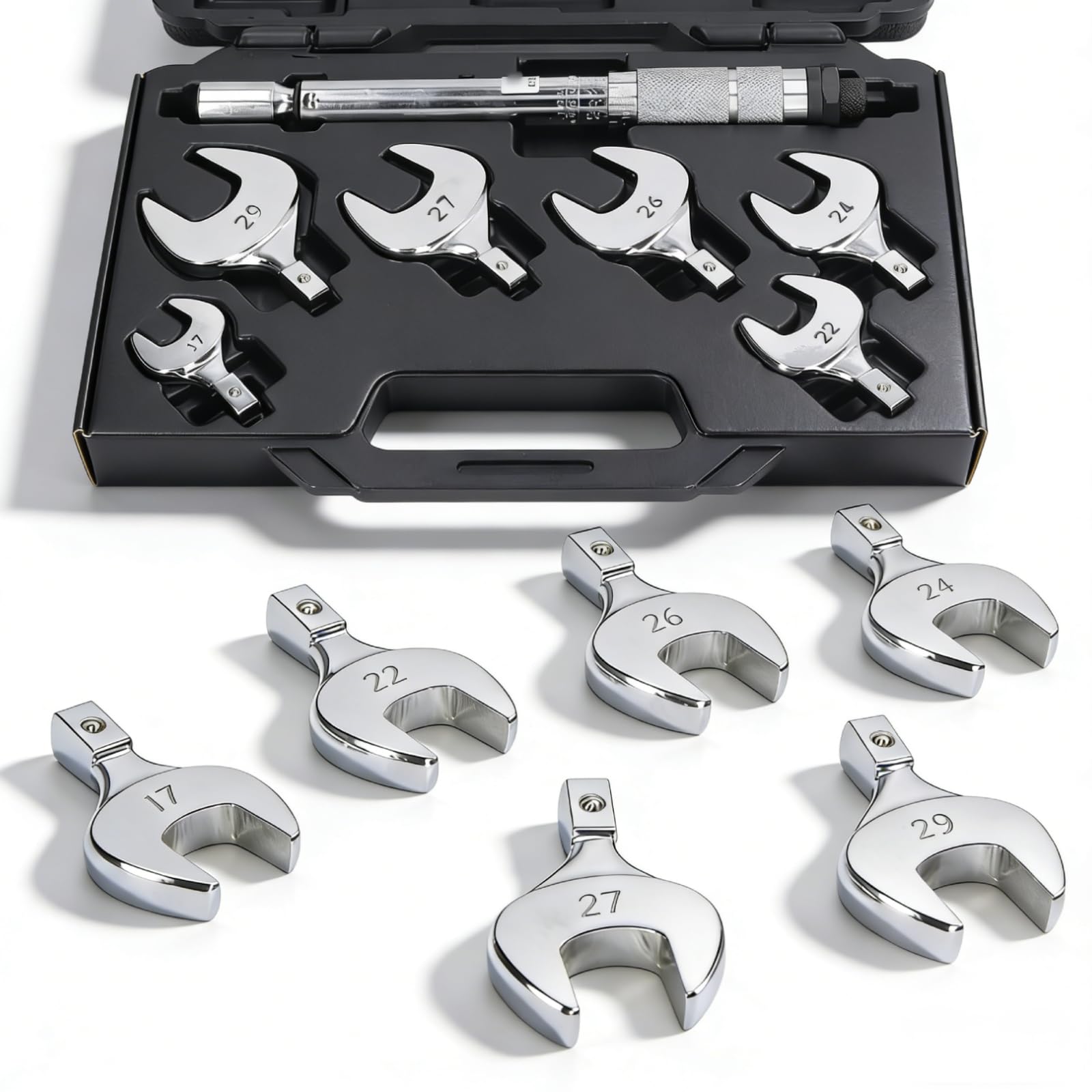 Nimomo Air Conditioning Torque Wrench Set, Metric Fork Torque 17-22-24-26-27-29 mm, HVAC Service Tool for Installation, Disassembly & Repair