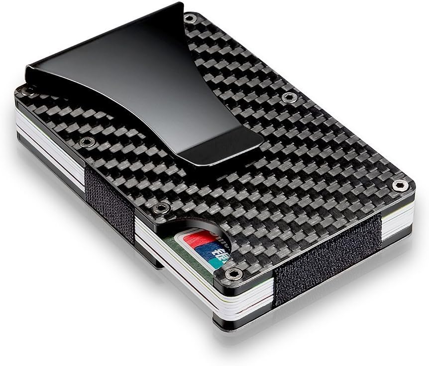 LittleDi RFID Business Credit Card Holder RFID Blocking Money Clip Aluminum Card Case Men carbon fiber Metal Wallet Credit Card Holder Aluminum Money Clip Wallet