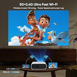 Projector with WIFI and Bluetooth, 200" Projector