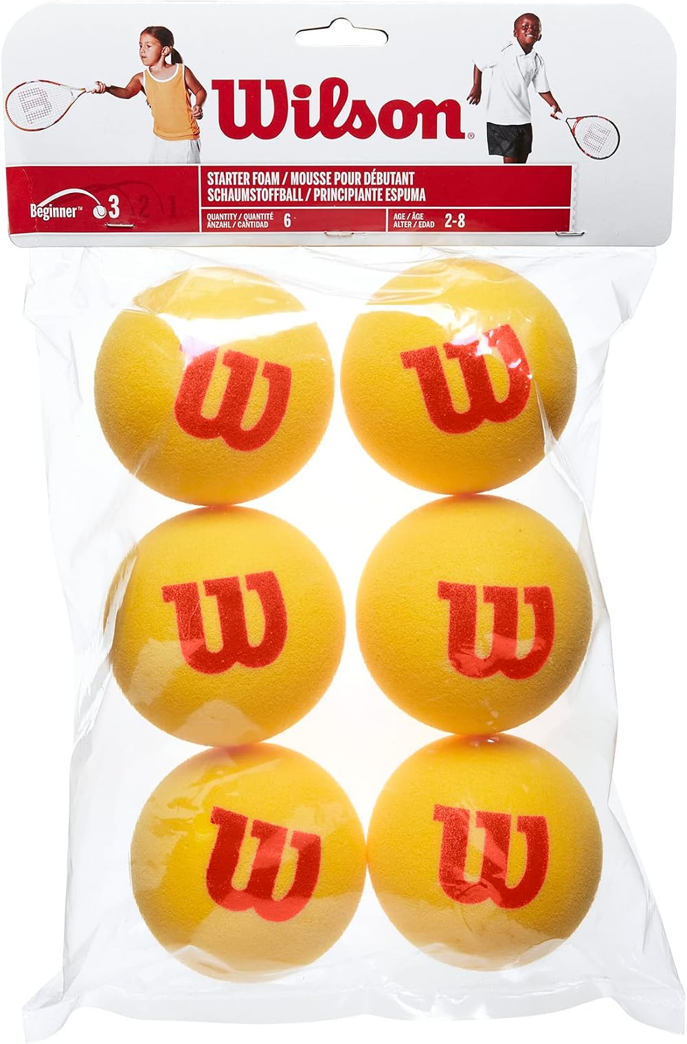 Wilson Kids Starter Foam Tennis Balls Pack of 6 Yellow One Size