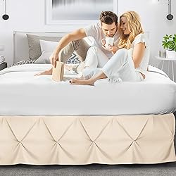 Nestl Beige Cream Bed Skirt Twin Size, Pinch Pleat