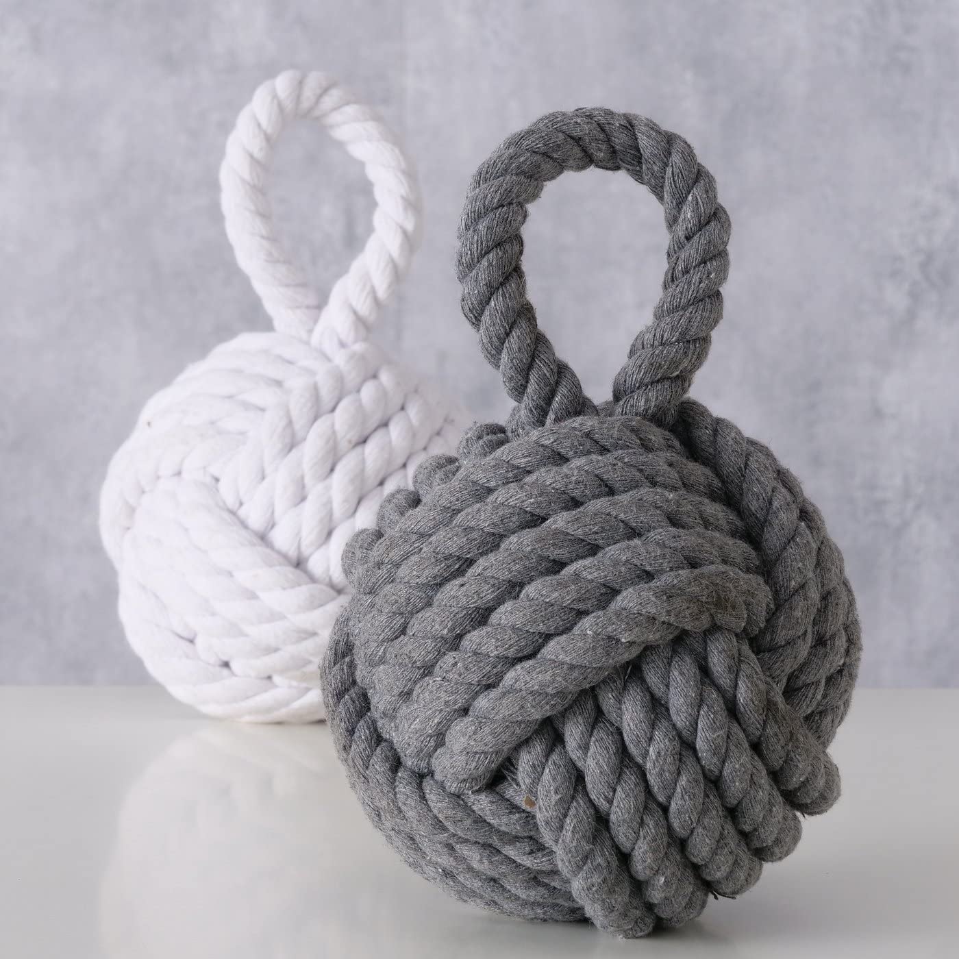 Zuber Jute Doorstop Set, White/Grey, 1.2 kg - 15 cm x 15 cm 23 cm, Jute