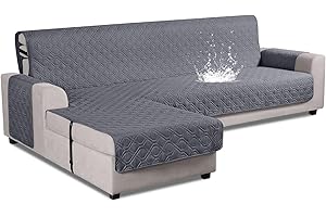 VANSOFY Upgraded Sectional Couch Covers 100% Waterproof L Shaped Sofa Slipcover Reversible Chaise Lounge Cover for Sectional Sofa Furniture Protector Cover for Pets Dog Cat(Large, Dark Gray)