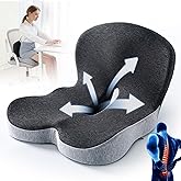 Memory Foam Seat Cushion for Truck Drivers, Office Chairs Ergonomic Seat Cushion for Back, Tailbone Sciatica Pain Relief, Pressure Relief Pad for Long Sitting, Car Seat Desk Chair Use