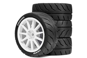 Chanjorlin 1/10 RC On Road Racing Tires and Wheels 12mm Hex OD 2.72'' RC Rally Street Tyres for 1:10 Scale Touring Drift Car Tamiya TT01 TT02 XV01 TA06 A959 PTG2 HPI KYOSHO HSP Traxxas 4PCS (White)