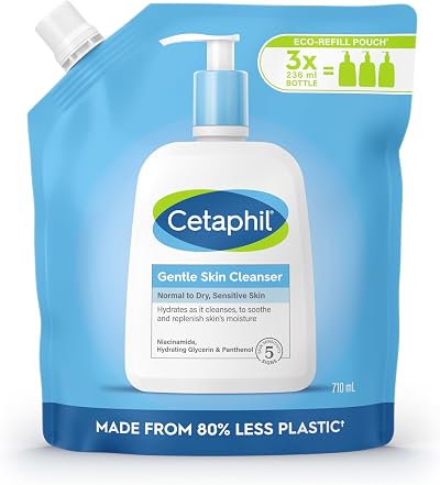 Cetaphil Gentle Skin Cleanser Eco Refill Pouch 710ml Niacinamide Soap Free