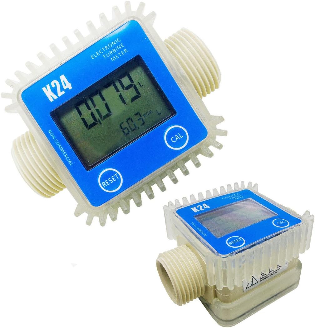 WILLAI 1pcs K24 Digital Fuel Flow Meter Blue Turbine Meter For Chemicals Water