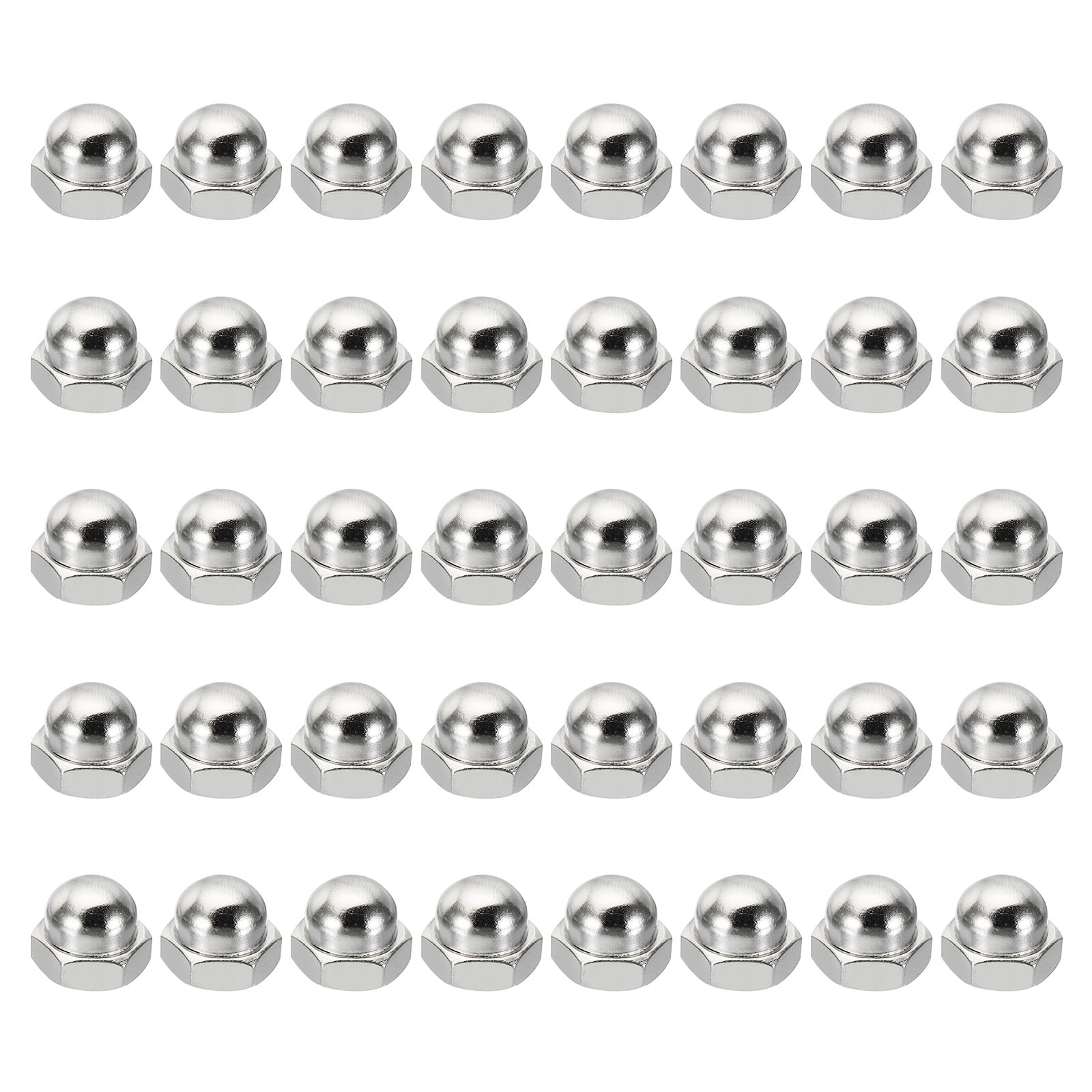 PATIKIL M10x1 Acorn Hex Bolt Covers, 40 Pcs Fine Thread Dome Head Carbon Steel Hexagon Decorative Cap Nuts for Home Repair, Industrial Equipment Fasteners, Silver Tone