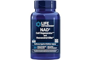 Life Extension NAD+ Cell Regenerator™ and Resveratrol Elite™*, nicotinamide riboside, Trans-resveratrol, quercetin, Fisetin, Heart Health, Healthy Aging, Vegetarian, Non-GMO, Gluten Free, 30 Capsules