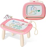 Kikidex Magnetic Drawing Board Pink for Toddlers 1-3 Years 8.7in Doodle view 1