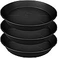 Bleuhome 3 Pack of 20 22 inch Plant Saucer (19.2 Inch Base), 3.6" Depth Tray, Bath Baths Bowl for Garden, Large Deep Plastic Plant Trays for Indoors Outdoor, Tray for Planter 19-23" (22", Black)