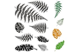 CRASPIRE Leaf Clear Rubber Stamps Plants Ferns Turtleback Leaf Reusable Retro Transparent Silicone Stamp Seals for Journaling Card Making Scrapbooking Photo Album Decorative DIY Christmas Gifts