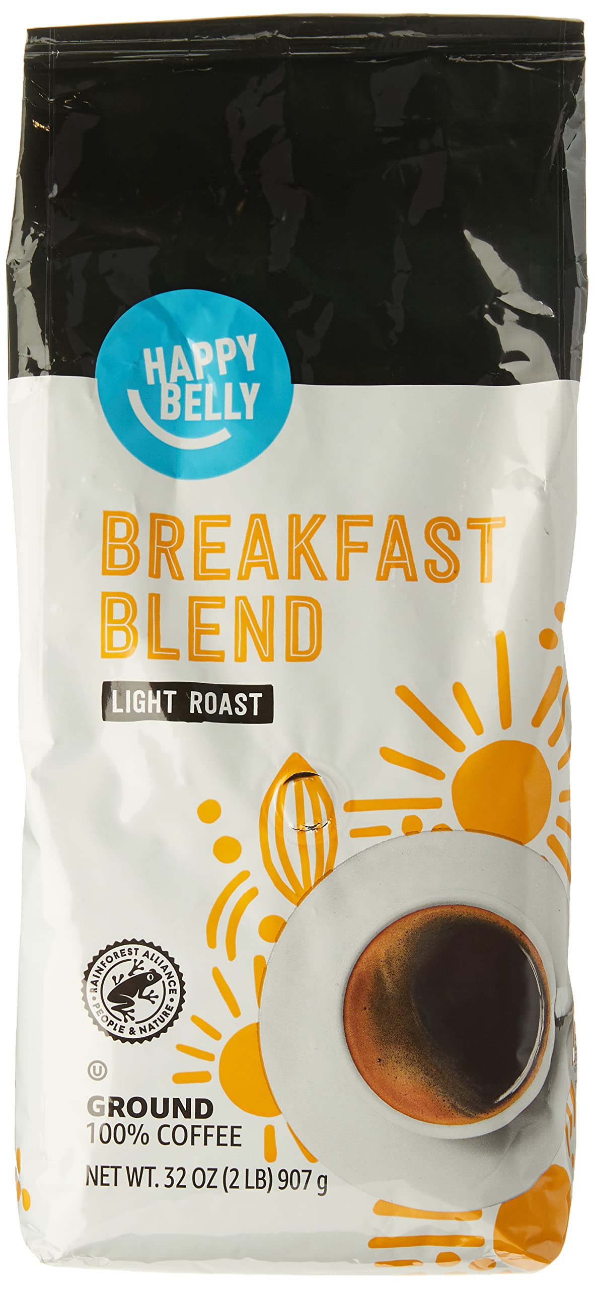 Photo 1 of **** BEST BUY 01/07/26**** Amazon Brand - Happy Belly Breakfast Blend Ground Coffee, Light Roast, 2 pound (Pack of 1)