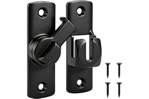 Oversized 90/180 Sliding Degree Barn Door Latches, Alloy Flip Gate Lock (1, Black)