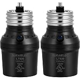 SURAIELEC Light Sensor Socket, 360&deg; Sensor Rotation, 2 Pack, UL Listed | E26 E27 Adapter, Automatic Dusk to Dawn Sensor, for Outdoor Lighting, Work with Incandescent/CFL/LED/Halogen Bulb, Black