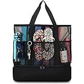 UYLIA Beach Bag with Cooler,Mesh Beach Bags for Women Sandproof for Pool and Swimming Travel Daily with Durable 8 Pocket