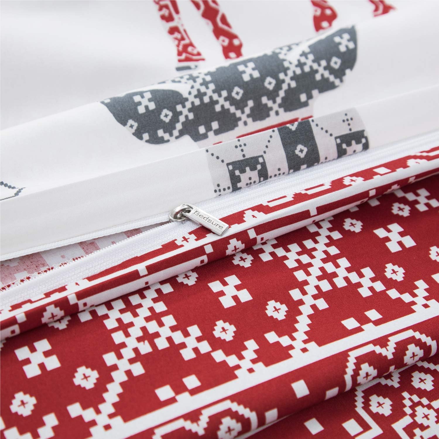 Bedsure Christmas Duvet Cover Set, Full/Queen (90×90 inches) - Reversible Reindeer Pattern - Soft Microfiber Comforter Cover, 3 Pieces Bedding with 1 Duvet Cover (No Comforter Insert), 2 Pillow Shams: Kitchen & Dining