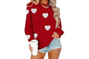 YI XIANG RAN Valentines Day Shirts Women: Sparkly Love Heart Valentines Day Sweatshirts Long Sleeve Shirts Pullover Tops