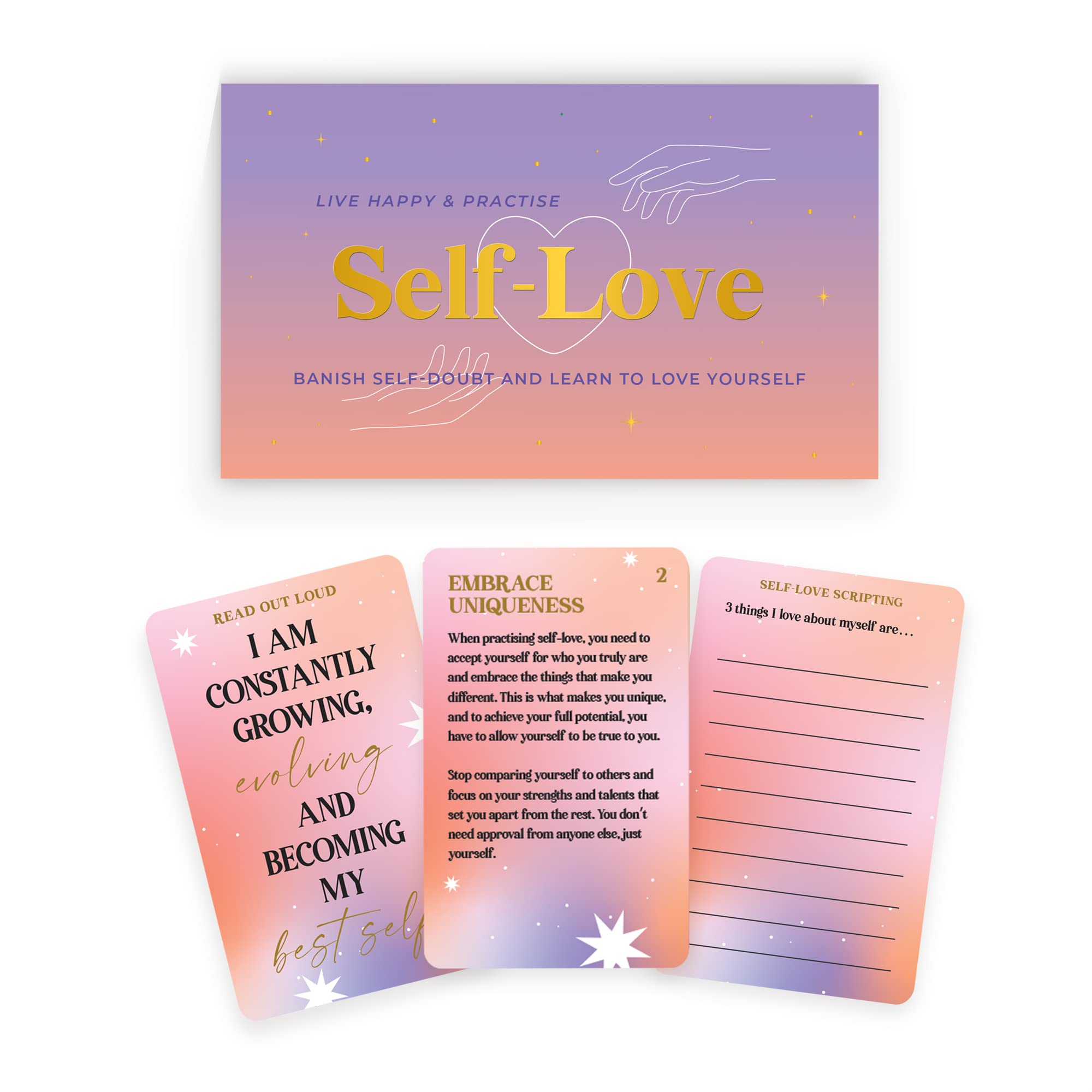 Gift Republic Live Happy & Practice Self Love - 100 Card Pack to build confidence and self acceptance.