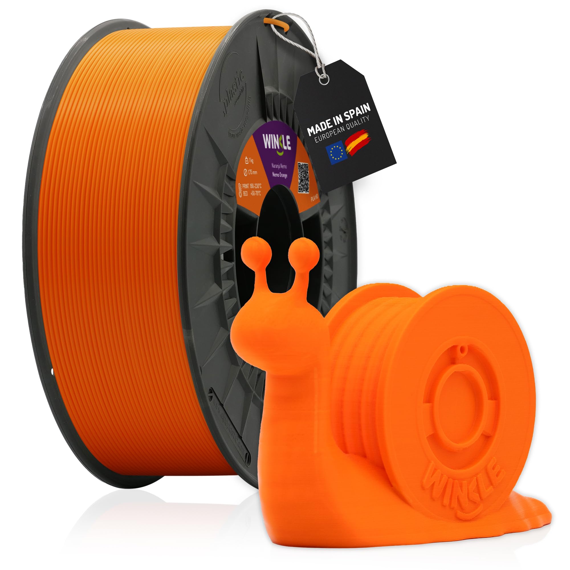 Winkle PLA Filament | PLA 1.75mm | Printing Filament | 3D Printer | 3D Filament | Nemo Orange | 300g Spool
