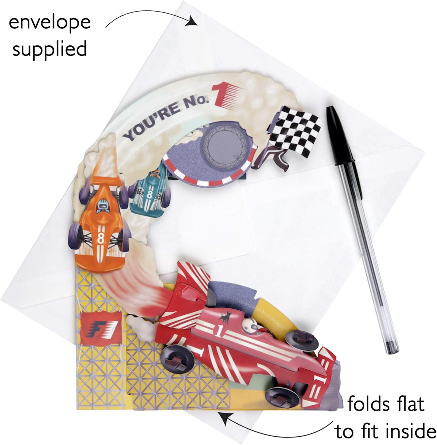 SANTORO Pendulum, 3D Pop Up Greeting Card - Formula 1 Racing Cars - Grand Prix, F1, for Him for Dad for Kids Birthday, Father's Day - Image 3