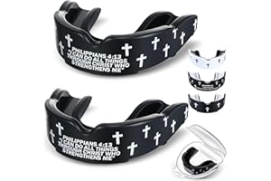 Yaomiao 2 Pcs Cross Wrestling Mouth Guards Christian Teeth Armor Sport Game Guard with Case Religious Mouth Guard Baseball Football Lacrosse Basketball Rugby Boxing Taekwondo