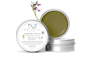 Holistic Ascent Organic Comfrey Salve | 3 Clean Ingredients: Comfrey Leaf, Beeswax & Sunflower Oil | Herbal Support for Muscles, Joints & Knees | Concentrated Balm with No Additives or Chemicals, 4 oz