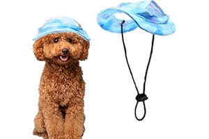 Pai Sence Dog Sun Hat for Small Dogs Tie Dye Hearts Shape Dog Bucket Hat with Ear Holes Adjustable Dogs Hats for Xs Doggy Sun Protection S