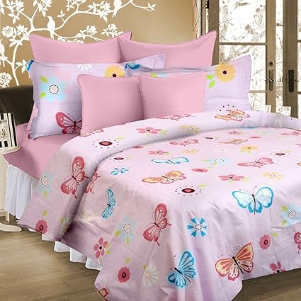 Cortina 104 TC Cotton Double Bedsheet with 2 Pillow Covers - Multicolour