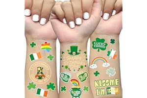 AOYOO St Patricks Day Tattoos Shamrock Glitter Tattoos Party Decor Kiss Me I'm Irish Party Favor Four Leaf Clover Party Decor Accessories