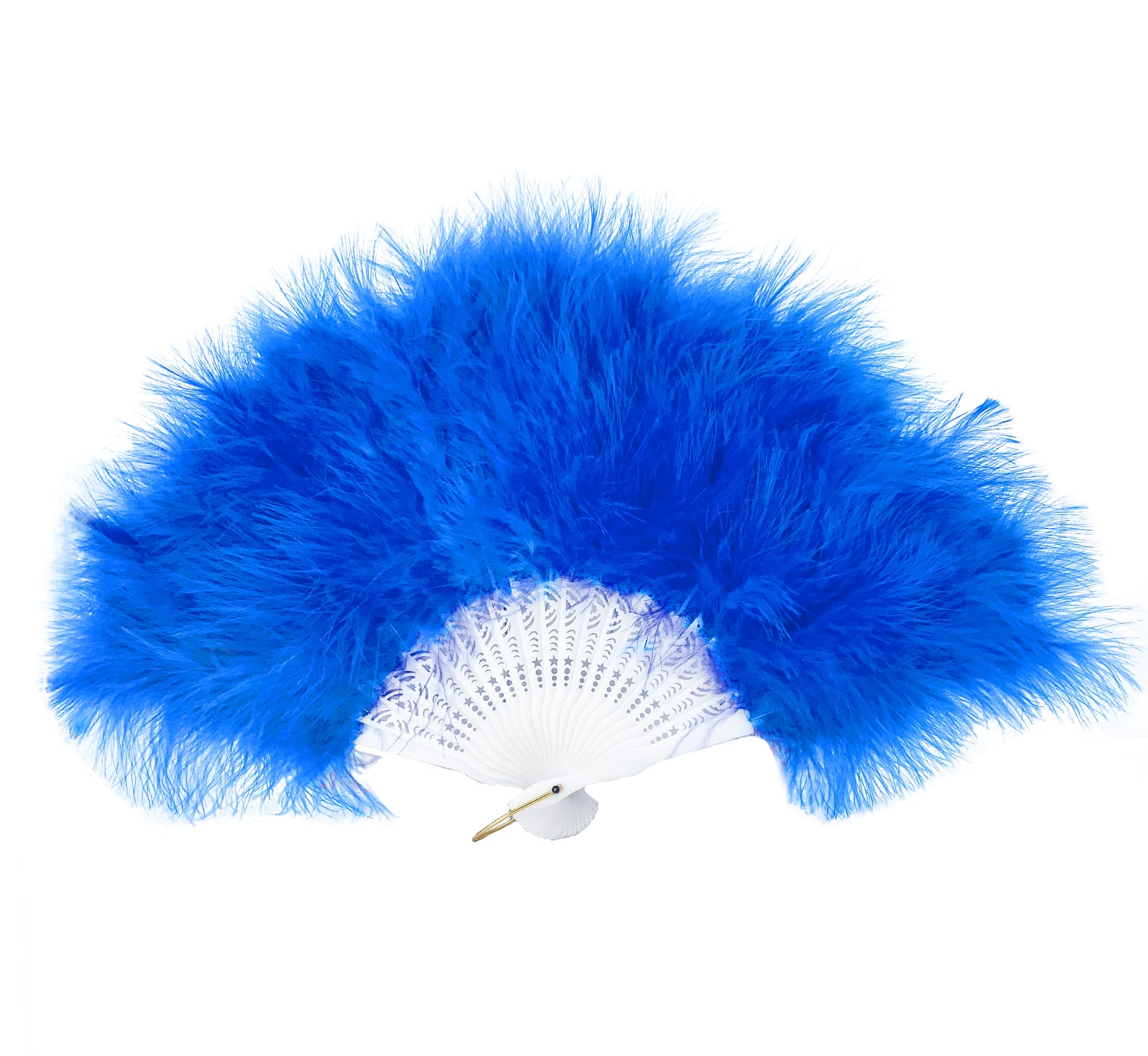 FANSOFFANS Marabou Feather Hand Fan 45cm – Vintage Style Hand Fans for Women, Large Handheld Fan for Wedding Parties, Bridal Shower, Hen Party, Fancy Dress Dance Photoshoot Prop