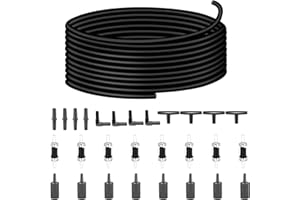 Saricho aquarium air pump accessories set-9.84/26.25/101.71 feet aquarium airline tubing hose,check valves,air stones and connectors of I,L,T shape (26.25 feet hose 8 stone 8 check valve 12 connector)