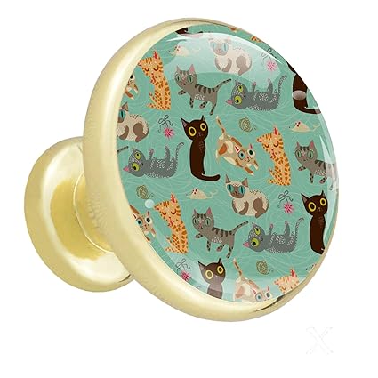 Möbelknöpfe Verschiedene Katzen 4er Pack Kabinett Knöpfe Dekorative
