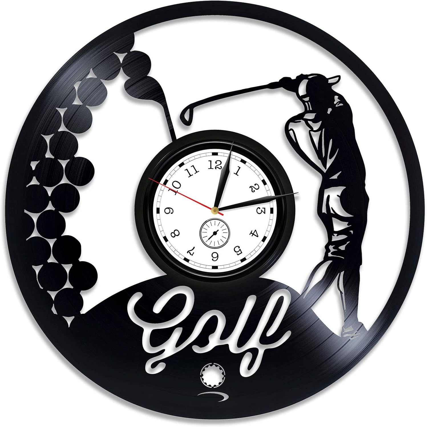 Kovides Golf Vinyl Clock Golf Wall Clock Large Golf Vinyl Wall Clock Sport Gift for Him Golf Vinyl Record Wall Clock Gift for Dad Golf Clock Golf Game Golf Club 12 inch Clock New Year Gift