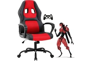 DKELI Gaming Chair PC Computer Chair Office Chair for Adult Teen Kids, Ergonomic PU Leather Gamer Chair with Lumbar Support High Back Adjustable Rolling Swivel Desk Chair, Red