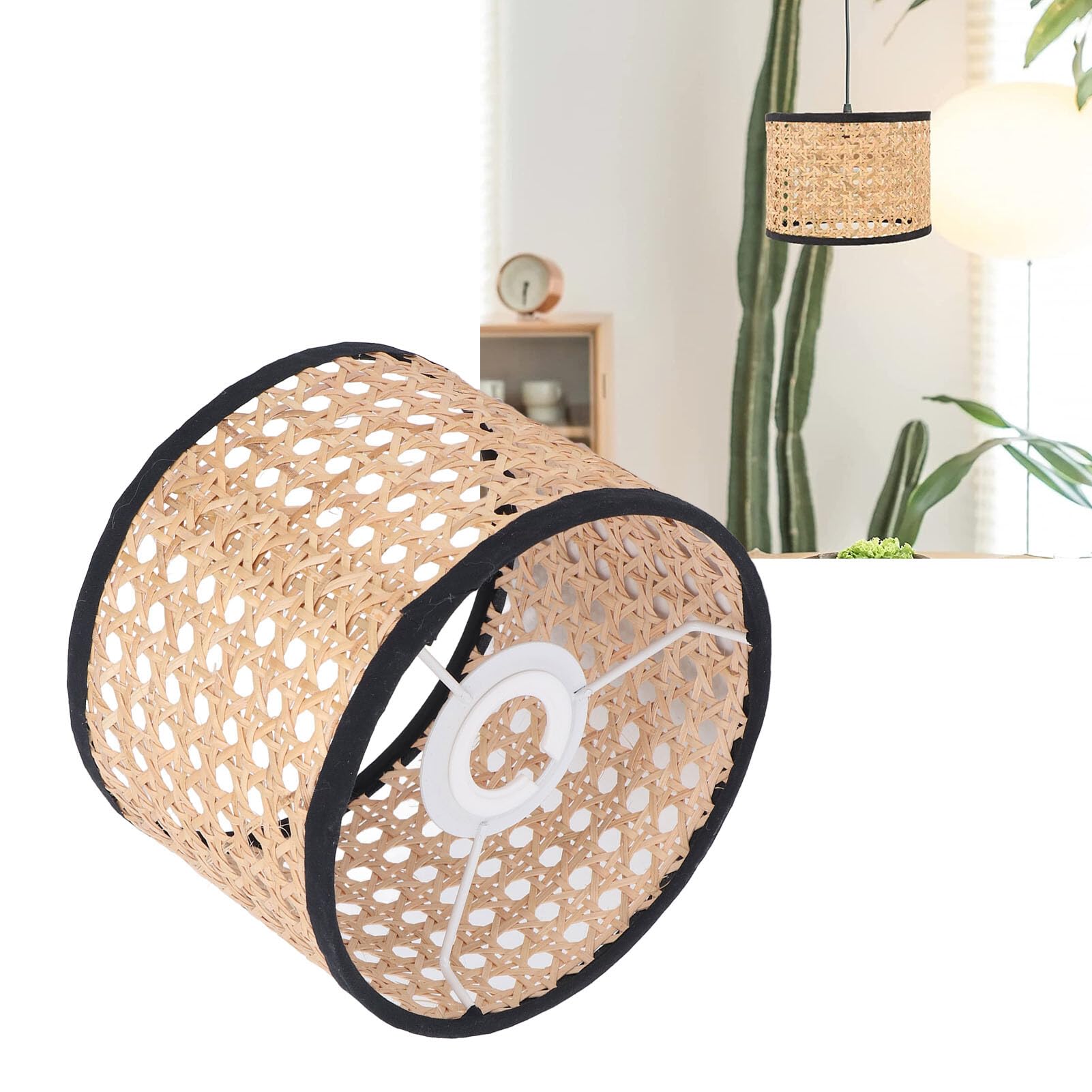 Small Chandelier Lamp Shade, Country Cottage Lamp Cover, Universal Rattan Woven Lampshade Rattan Lamp Shade, Light Accessories, Lamp Cover for E27 E14 Chandelier Lamp