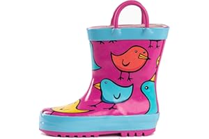 NORTY Rubber Rain Boots for Kids - Waterproof Rubber Boots Boys and Girls Solid & Printed Rainboots for Toddlers and Kids