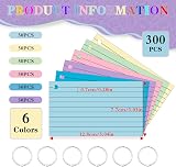 ojussa Flash Cards 300 Pcs 3x5 In Kraft Paper Notecards with 6 Rings view 4