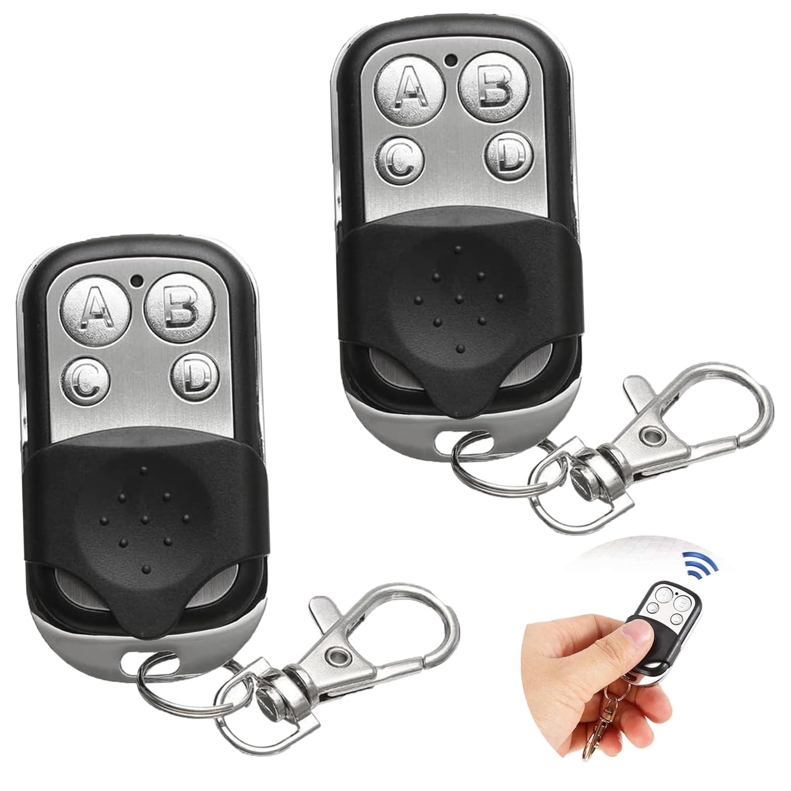 2 Pcs Universal Automatic Gate Remote Control, 433MHz Copy Remote Opener Garage Door Remote Control Fob, Wireless Garage Door Opener Cloning Key Fob with 4 Buttons for Car Garage Door Gate (Set A)