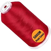 New brothread 5000M Huge Spool Embroidery Machine Thread - Christmas Red | Single Spool, 40WT, Polyester, 5000M/5500YD for Commercial Machines, Use a Thread Stand to Work with Home Embroidery Machine