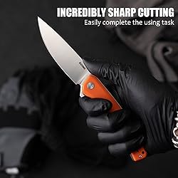 OLITANS G066 Folding Knife 3.5" D2 Blade White G10