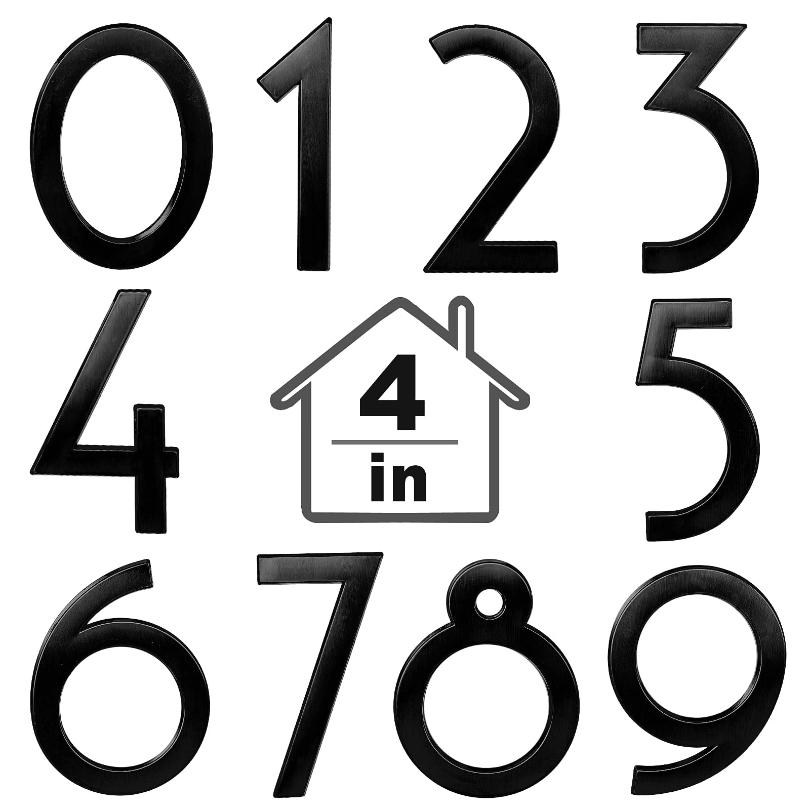 Photo 1 of 10 Pack 4 Inch 3D Mailbox Numbers 0-9 Self Adhesive House Numbers Modern Door Address Stickers Mailbox Signs for Outside Street Apartment Office Hotel Room, Black