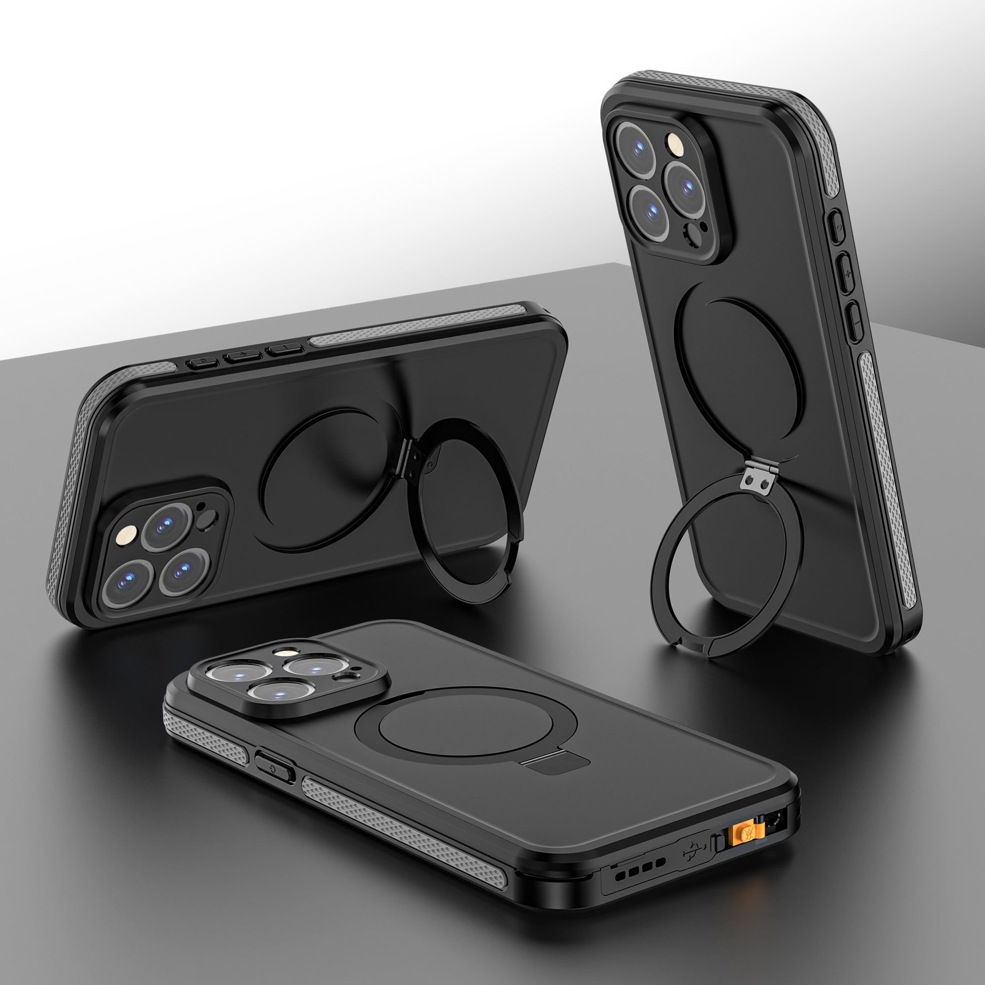 welangle Waterproof Case with Foldable Holder for iPhone 15 Promax, 360° Full-Enclosure Design,dustproof,Drop-Proof, Magnetic case,Compatible with MagSafe cover for iphone 15 Pro Max — image 1