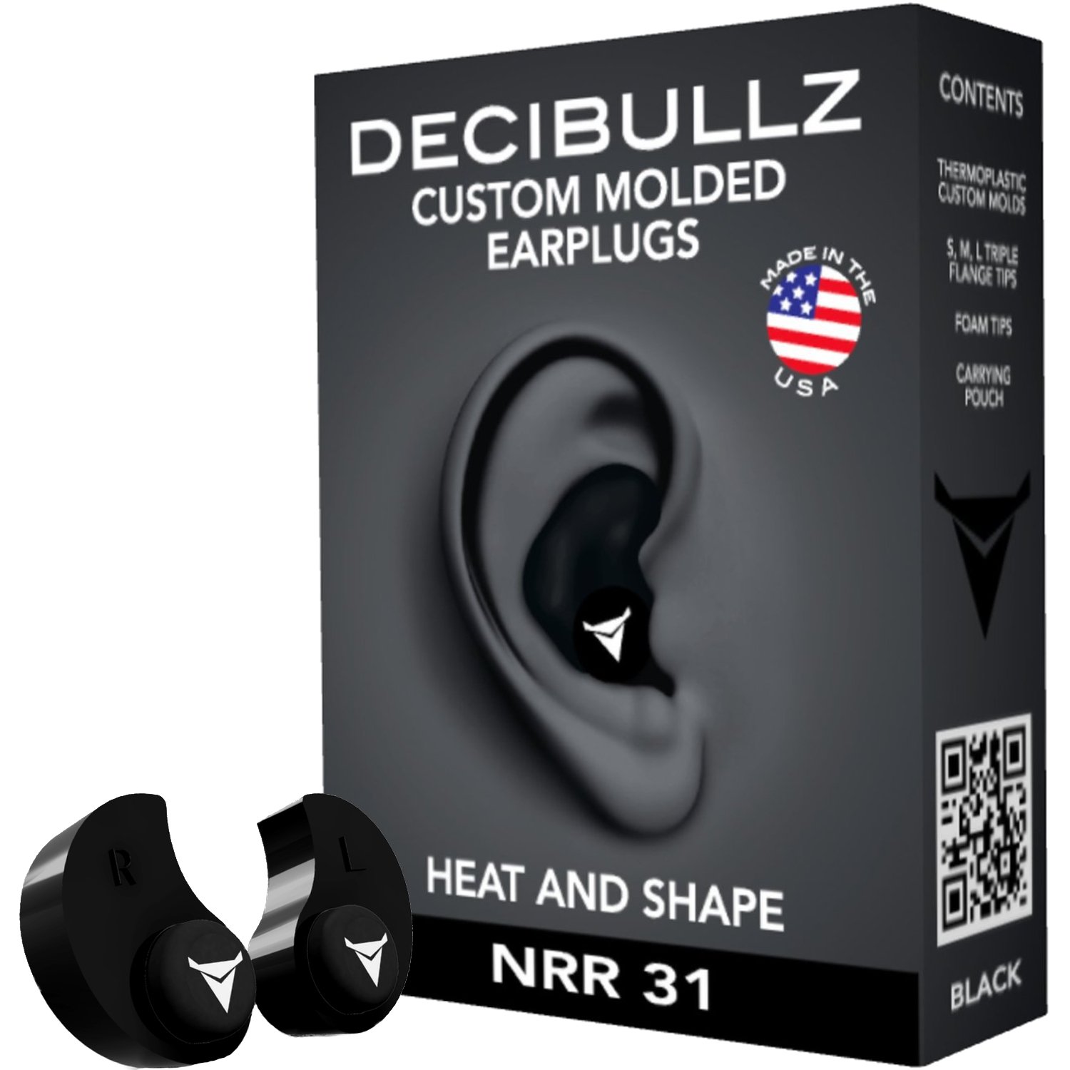 Decibullz Custom Molded Earplugs, 31dB Highest NRR