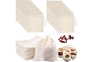 30 Pcs Natural Cotton Spice Bags for Cooking,4x6In Natural Muslin Drawstring Bag,Spice Bags for Cooking Soup/Herb/Loose Leaf 