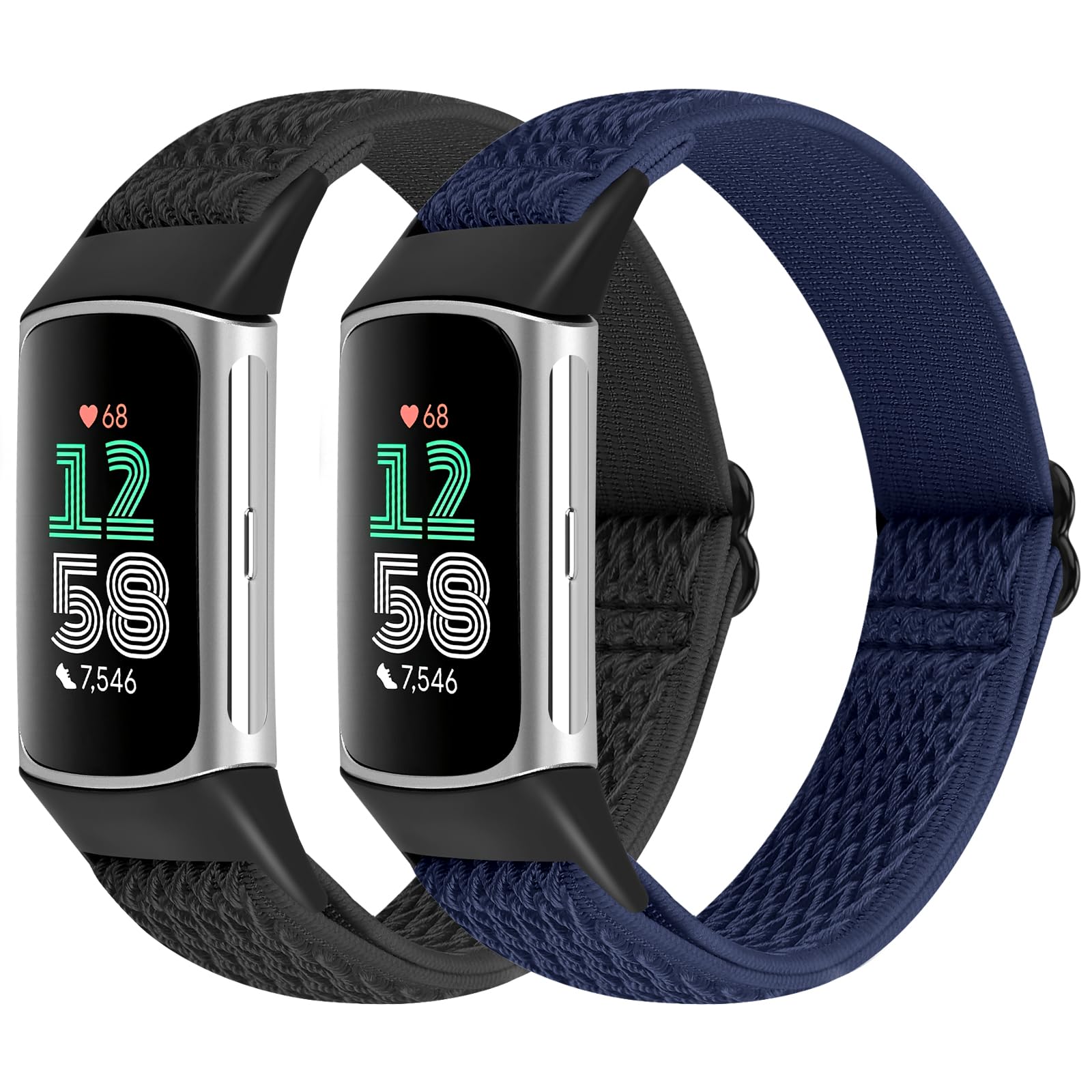 KIBDSNG Elastic Nylon Straps Compatible with Fitbit Charge 6/Fitbit Charge 5, Soft Adjustable Sport Replacement Bands for Women Men