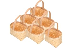 Milisten 6pcs Mini Wooden Woven Baskets with Handles Small Candy Storage Baskets Handheld Party Treat Holders